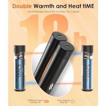 Wavmill Hand Warmers Rechargeable - 2 Pack 10400mAh Handwarmers - 360° Warming, 18Hrs Heating Pocket Heater - Outdoors, Hunting, Camping Gear - Xmas Gifts for Men/Him, Stocking Stuffers