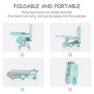 SoQte Foldable Baby Booster Seat for Dining Table, Portable Toddler Booster Seat with Removable Tray...