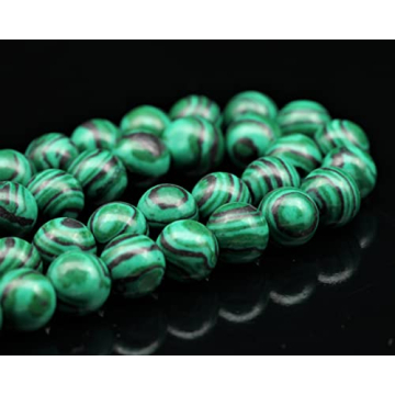 Natural Malachite Beaded Choker - Unique Green Gemstone Necklace, 8mm Beads, Stylish Durable Jewelry...