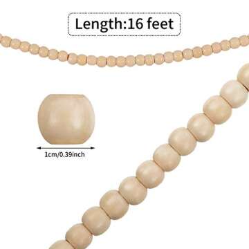 WILLBOND 16 Feet Christmas Wood Bead Garland Wooden Bead Garland for Christmas Tree Holiday Decorati...