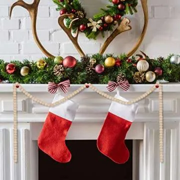 WILLBOND 16 Feet Christmas Wood Bead Garland for Holiday Decor