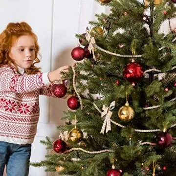 WILLBOND 16 Feet Christmas Wood Bead Garland for Holiday Decor