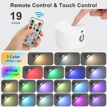 Lightess LED Wall Sconce 19 RGB Colors Dimmable, Rechargeable Wall Sconces Battery Operated Picture Light, Touch & Remote Control, 360° Rotate Magnetic Ball, Wall Light for Reading Bedside-White