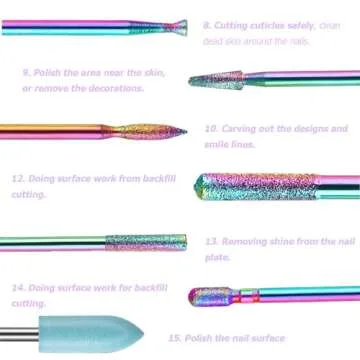14pcs Nail Drill Bits Set, 3/32'' Professional Diamond Carbide Cuticle Remover Drill Bits for Nails, Rotary Burrs Electric Manicure Nail File Bit for Acrylic Gel Nails Cuticle Manicure