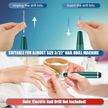 14pcs Nail Drill Bits Set, 3/32'' Professional Diamond Carbide Cuticle Remover Drill Bits for Nails, Rotary Burrs Electric Manicure Nail File Bit for Acrylic Gel Nails Cuticle Manicure