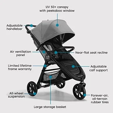 Baby Jogger City Mini GT2 All-Terrain, Lightweight Stroller with Forever Air Tires, One-Hand Fold, and All-Wheel Suspension, Pike Exclusive Includes Belly Bar, Leatherette Handlebar, & Premium Fabric