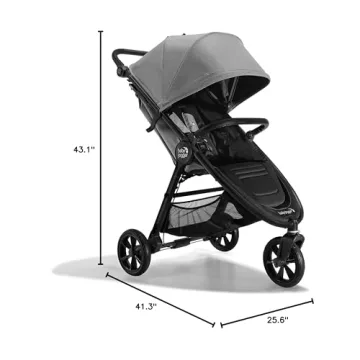 Baby Jogger City Mini GT2 All-Terrain, Lightweight Stroller with Forever Air Tires, One-Hand Fold, and All-Wheel Suspension, Pike Exclusive Includes Belly Bar, Leatherette Handlebar, & Premium Fabric
