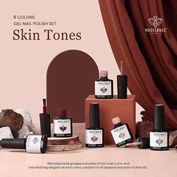 modelones Gel Nail Polish Kit -6 Colors Spring Nude Pink Gel Polish Set Skin Tones Neutral Brown Soa...