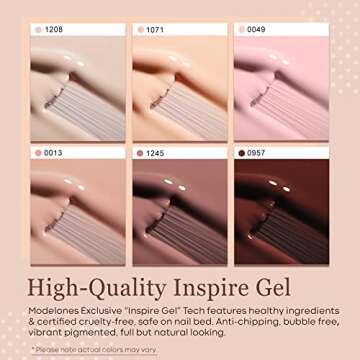 modelones Gel Nail Polish Kit -6 Colors Spring Nude Pink Gel Polish Set Skin Tones Neutral Brown Soak Off Gel Nail Kit Manicure DIY Nail Art Salon Home Gift