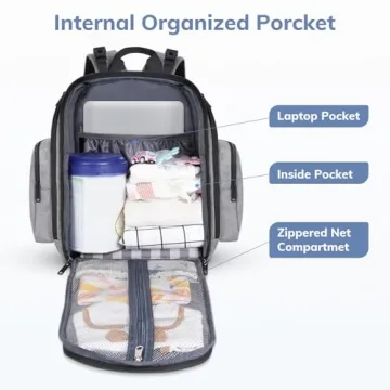 Mancro Diaper Bag Backpack with Insulated Pockets for Parents