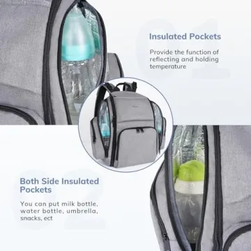 Mancro Diaper Bag Backpack with Insulated Pockets for Parents