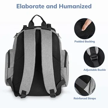 Mancro Diaper Bag Backpack with Insulated Pockets for Parents