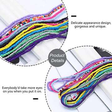 TWINKLEDE Elastic Beads Belly Waist Chain Colorful Beaded Body Chains Set Festival Rave Summer Bikini Body Jewelry for Women(Multi-colored)