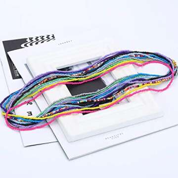 TWINKLEDE Elastic Beads Belly Waist Chain Colorful Beaded Body Chains Set Festival Rave Summer Bikini Body Jewelry for Women(Multi-colored)