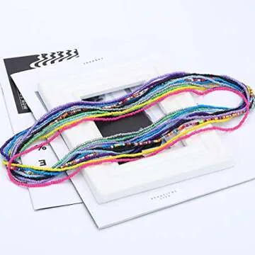 TWINKLEDE Elastic Beads Belly Waist Chain Colorful Beaded Body Chains Set Festival Rave Summer Bikini Body Jewelry for Women(Multi-colored)