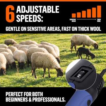 Professional Heavy Duty Sheep Shears - 6 Speed Clippers for Livestock