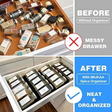 MIUKAA Spice Drawer Organizer - Expandable & Elegant