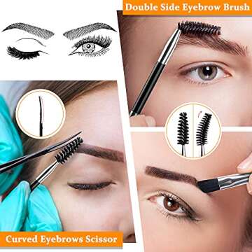 TsMADDTs Eyebrow Tweezers Set and Curved Scissor, Professional Stainless Steel Tweezers for Women and Men, Splinter and Ingrown Hair Removal