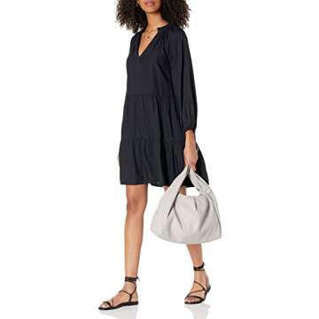 The Drop Women's Ruffle-Neck Mini Dress for Everyday Elegance