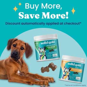Solid Gold Dog Calming Chews for Dogs, Treats with Melatonin & Valerian Root - 120 Count, All Breeds & Sizes