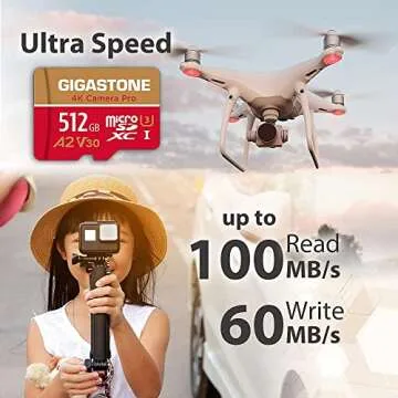 GIGASTONE 512GB Micro SD Card – 4K Pro, A2, V30, 100MB/s Read, 5-Yrs Warranty