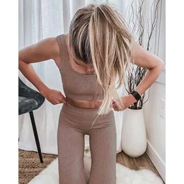 Beaufident Women's Seamless Workout Set in Moss Brown