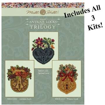 Antique Locks Trilogy Mill Hill Beaded Cross Stitch Kits - Spring, Autumn, Winter with Needleworker ...