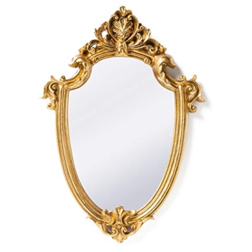 Funerom Vintage Decorative Wall Mirror Gold Shield 11.6 x 9 Inch