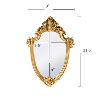 Funerom Vintage Decorative Wall Mirror Gold Shield 11.6 x 9 Inch