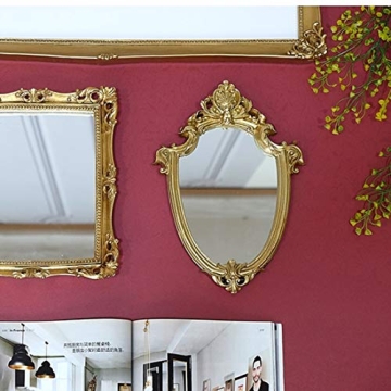 Funerom Vintage Decorative Wall Mirror Gold Shield 11.6 x 9 Inch
