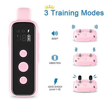 Bousnic Shock Collar for Dogs - Waterproof Rechargeable Dog Electric Training Collar with Remote for...