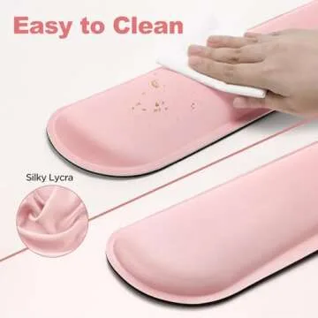 Gimars Upgrade Cleanable PU Leather Keyboard Wrist Pillow Rest Pad, Enlarge Mouse Wrist Cushion Support for Office, Computer, Laptop, Mac, Durable, Comfortable, Pain Relief, Pink