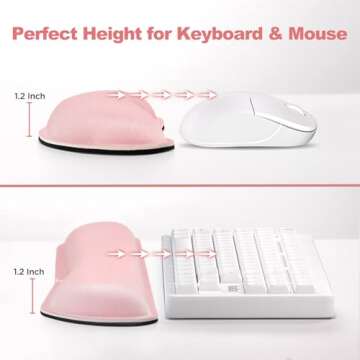 Gimars Upgrade Cleanable PU Leather Keyboard Wrist Pillow Rest Pad, Enlarge Mouse Wrist Cushion Support for Office, Computer, Laptop, Mac, Durable, Comfortable, Pain Relief, Pink