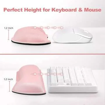 Gimars Upgrade Cleanable PU Leather Keyboard Wrist Pillow Rest Pad, Enlarge Mouse Wrist Cushion Support for Office, Computer, Laptop, Mac, Durable, Comfortable, Pain Relief, Pink