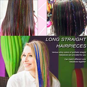 Hair Tinsel Strands Kit,12 Colors 2400 Strands Tinser Hair Extensions Pliers Pulling Hook Bead Devic...