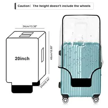 GigabitBest Suitcase Covers for Luggage – Clear PVC Suitcase Cover Protectors, Full-Thicken Transparent Waterproof Sleeve with Large Velcro for 19"-20" Wheeled Suitcases