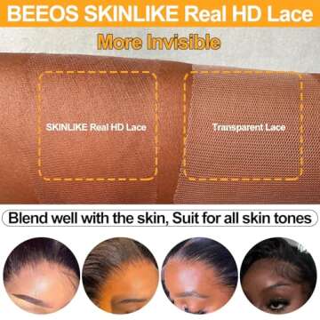 BEEOS 13x4 Full Frontal SKINLIKE Real HD Lace Wig Pre-Plucked, 0.10mm Ultra-thin HD Lace Vivid Clean...