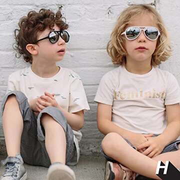 Hipsterkid Aviator Sunglasses Kids Toddler Polarized Sunglasses Shatter-Resistant Lenses Stay-On Strap 100% UV Protection Christmas Gift (Black, 0-2 Years)
