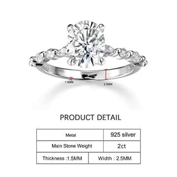 Stunning 2ct Moissanite Engagement Ring for Women