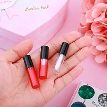 100 Pieces 1.2 ml Clear Mini Lip Gloss Tube Refillable Empty Lip Balm Gloss Containers Bottles Transparent Mini Lipstick Containers for Women DIY Makeup(Black)