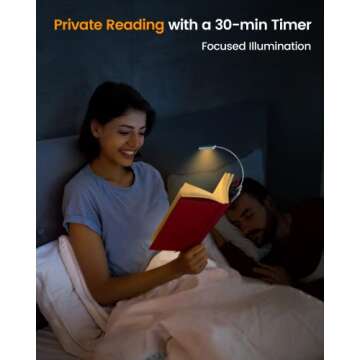 Glocusent Posh Premium Book Light for Reading in Bed with Timer, 16-LED Rechargeable Reading Light Runs 160hrs, 1800K Eyecaring Clip on Book Light, 3 Colors & 5 Brightness Levels, Perfect for Readers