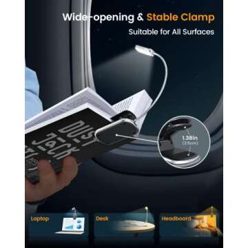 Glocusent Posh Premium Book Light for Reading in Bed with Timer, 16-LED Rechargeable Reading Light Runs 160hrs, 1800K Eyecaring Clip on Book Light, 3 Colors & 5 Brightness Levels, Perfect for Readers