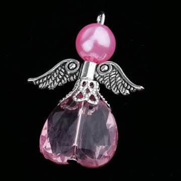 35PCS Angel Wings Charms Pendants Faceted Acrylic Heart Teardrop Beads Wings for Necklace Earring Br...