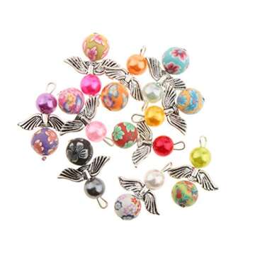 35PCS Angel Wings Charms Pendants Faceted Acrylic Heart Teardrop Beads Wings for Necklace Earring Bracelet Crafts Jewelry Making Findings
