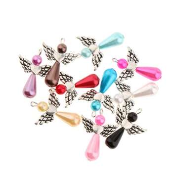 35PCS Angel Wings Charms Pendants Faceted Acrylic Heart Teardrop Beads Wings for Necklace Earring Bracelet Crafts Jewelry Making Findings