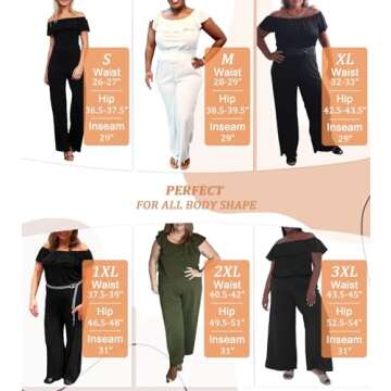 Hybrid & Company Women Casual Off Shoulder High Waist Pants Romper Wide Leg Jumpsuit KPVJ47696 WHITE L