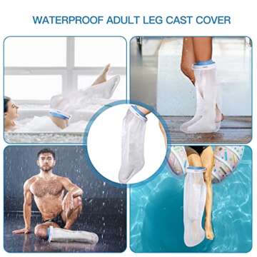 YUNCH Waterproof Leg Cast Covers for Shower Adults, Foot Cast Protector for shower after Surgeries, Watertight Protection for Broken Foot Cast Wound Bandage Dressing, Reusable