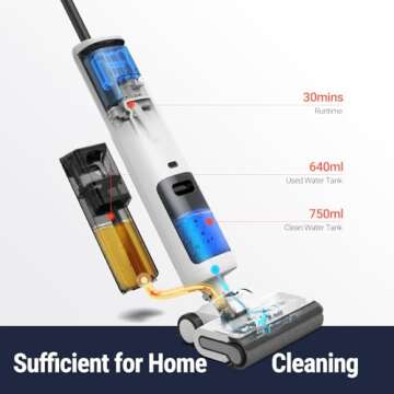OSOTEK H200Lite Cordless Wet Dry Vacuum Cleaner and Mop for Hard Floors,Unique 180° Flat,Edge Clean, Digital Display, Anti-Tangle Brush for Pet Hair, Auto Self-Cleaning, Lightweight and Handheld