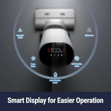 OSOTEK H200Lite Cordless Wet Dry Vacuum Cleaner and Mop for Hard Floors,Unique 180° Flat,Edge Clean, Digital Display, Anti-Tangle Brush for Pet Hair, Auto Self-Cleaning, Lightweight and Handheld