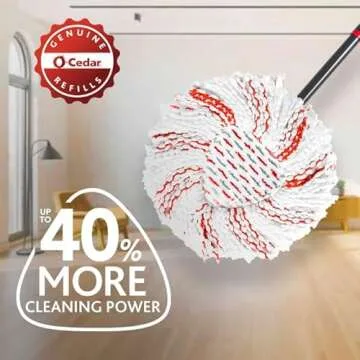 O-Cedar EasyWring Deep Clean Refill (4-Pack) | 40% More Cleaning Power | Microfiber Mop Refill Compatible with O-Cedar EasyWring Spin Mop & Bucket System